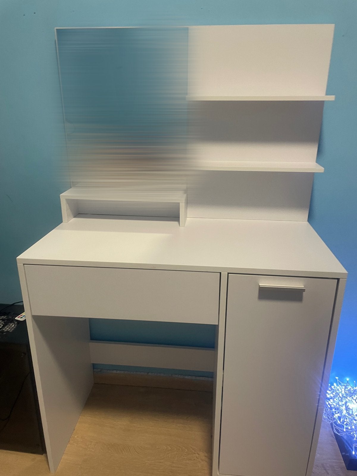 Maquillage/bureau blanc avec miroir — bon état, Classique, 40 cm, 80 cm, Comme neuf