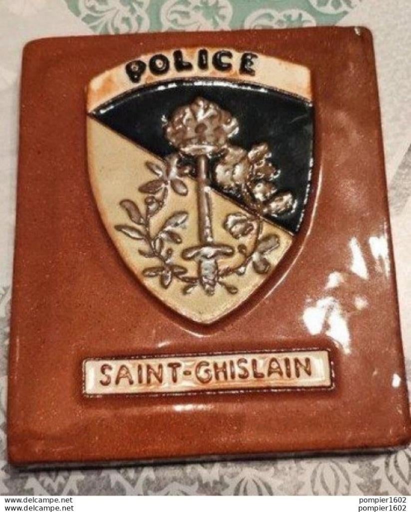 Plaque police de saint Ghislain 12/10 cm, Collections, Enlèvement ou Envoi, Comme neuf