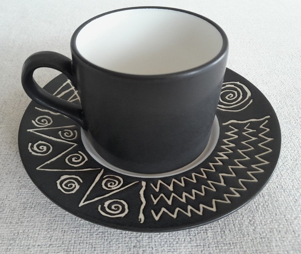 Tasse à café Habitat Scaffito vintage des années 80, Enlèvement ou Envoi, Vintage, Comme neuf, Céramique