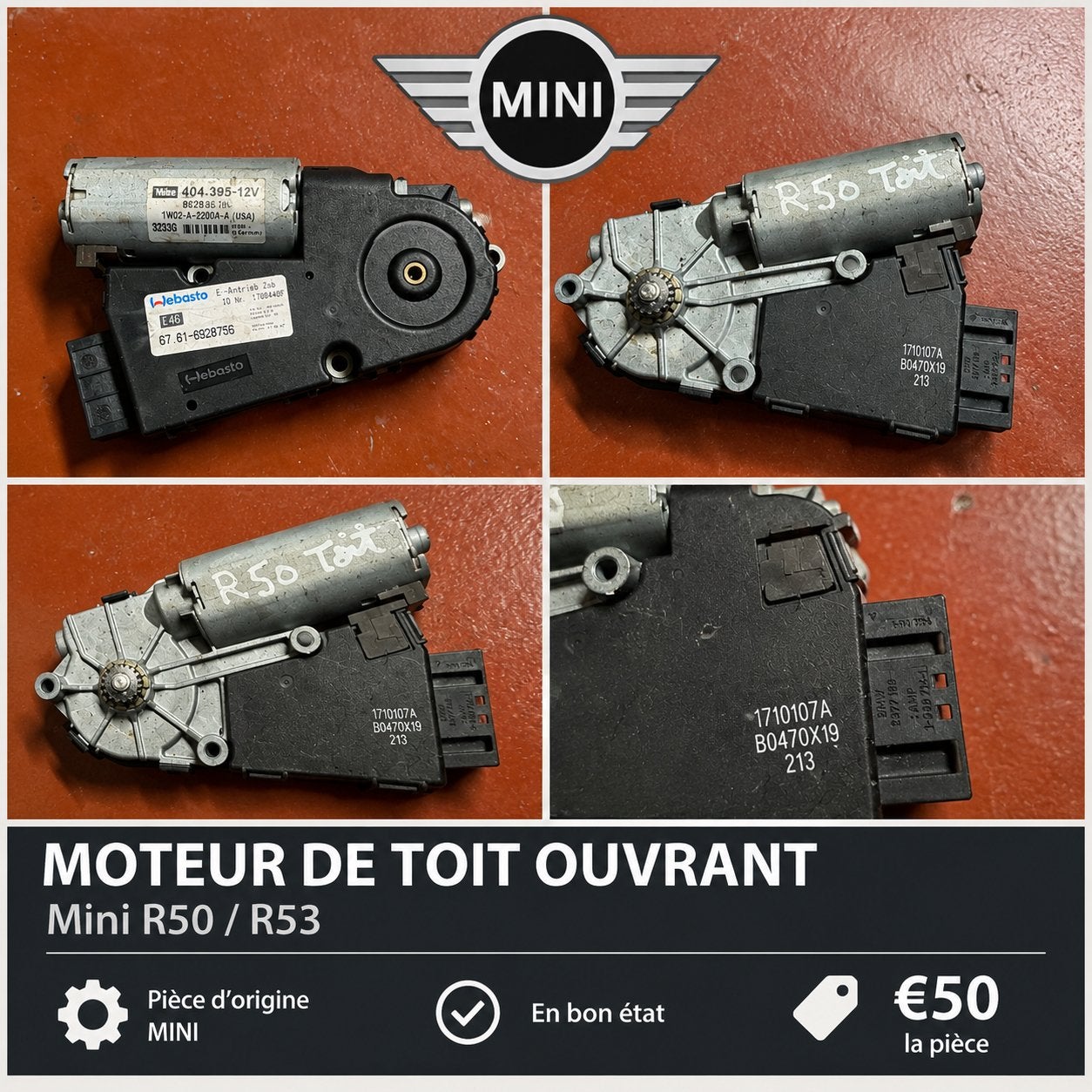 Moteur de toit ouvrant MINI Cooper R50 / R53, Hobby & Loisirs créatifs, Enlèvement, Comme neuf