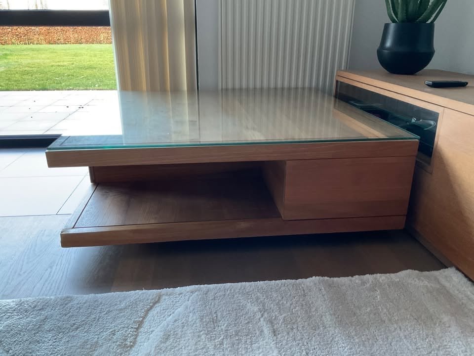Salontafel in teak, Huis en Inrichting, Tafels | Salontafels, Ophalen, Gebruikt, 5 – 50, 100 tot 150 cm