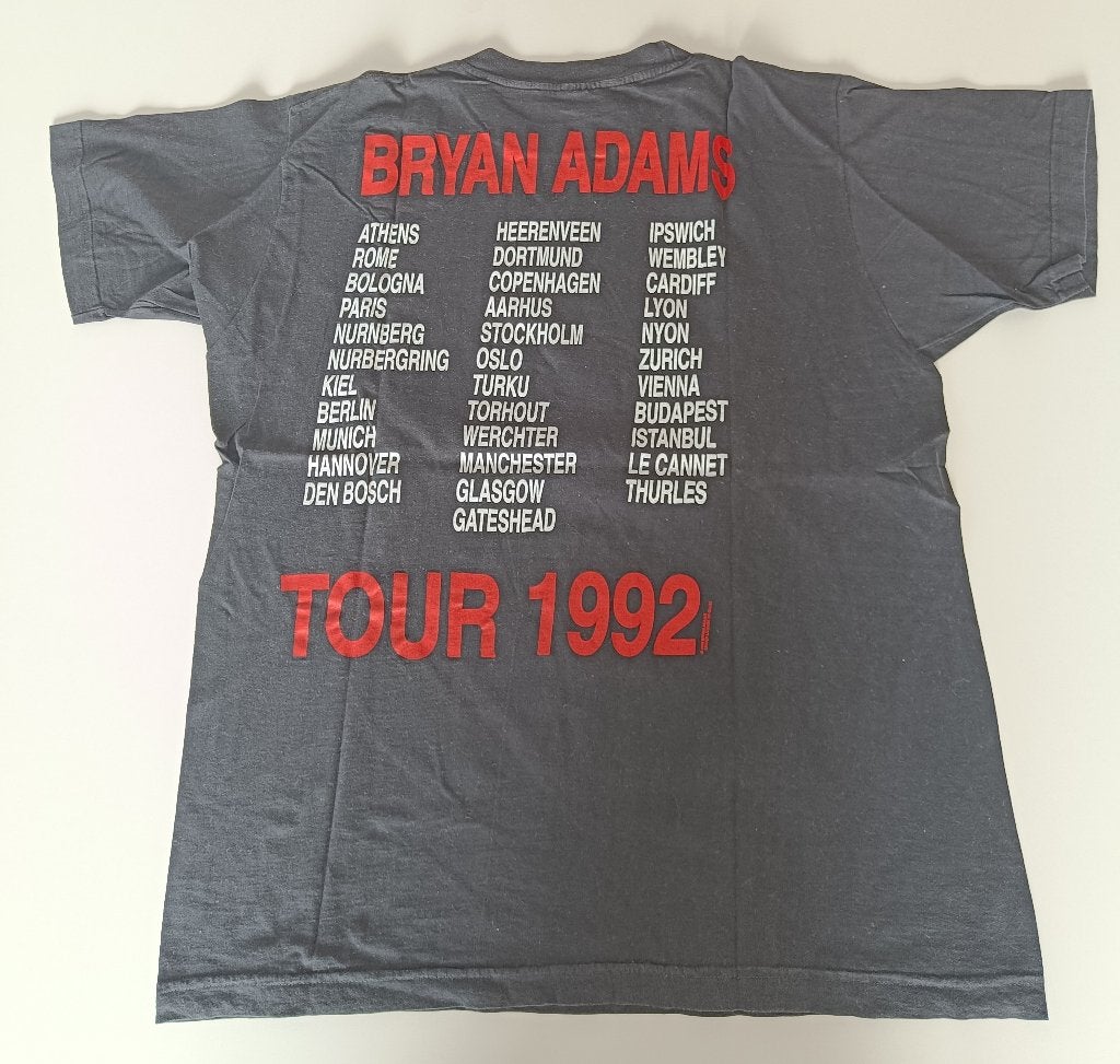 Bryan Adams t-shirt ZWART 1992 Waking up the world, Enlèvement ou Envoi, Porté, Taille 56/58 (XL), Noir
