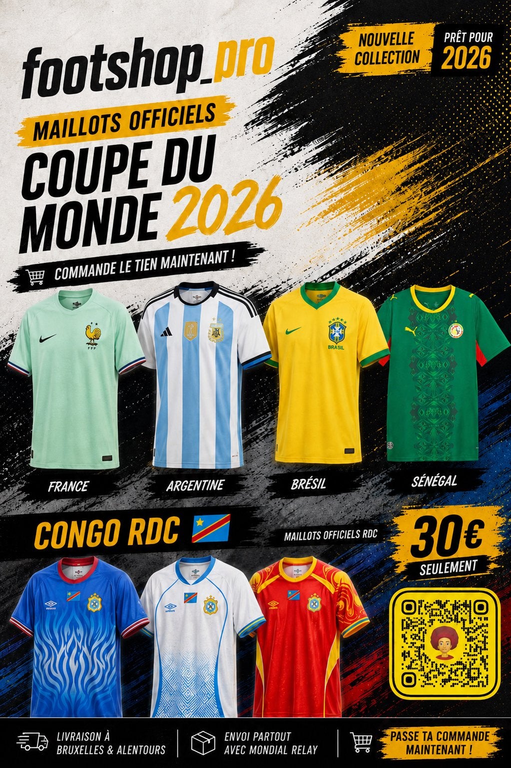 Maillots de football coupe du monde, Enlèvement ou Envoi, Comme neuf