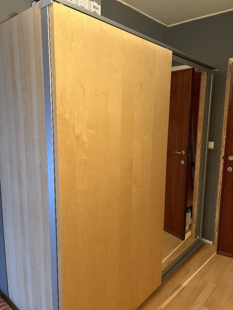 Houten kleerkast met spiegel, Huis en Inrichting, Ophalen, 200 cm of meer, 200 cm of meer, 50 tot 75 cm