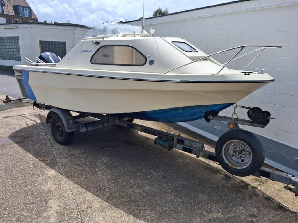 Visboot Shetland Family Four met trailer, Watersport en Boten, Motorboten en Motorjachten, Gebruikt, Buitenboordmotor, Trailer