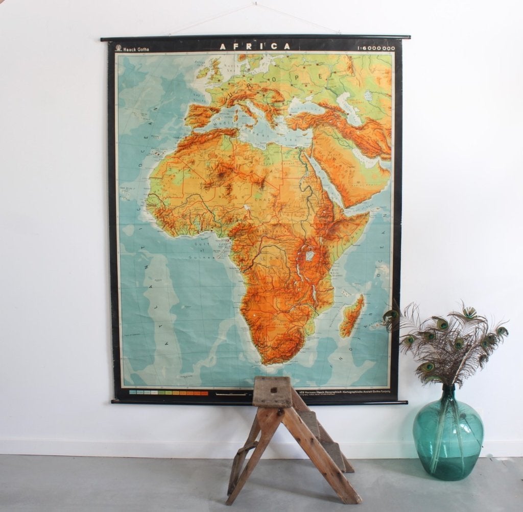 vintage schoolkaart Africa, Ophalen of Verzenden, Aardrijkskunde