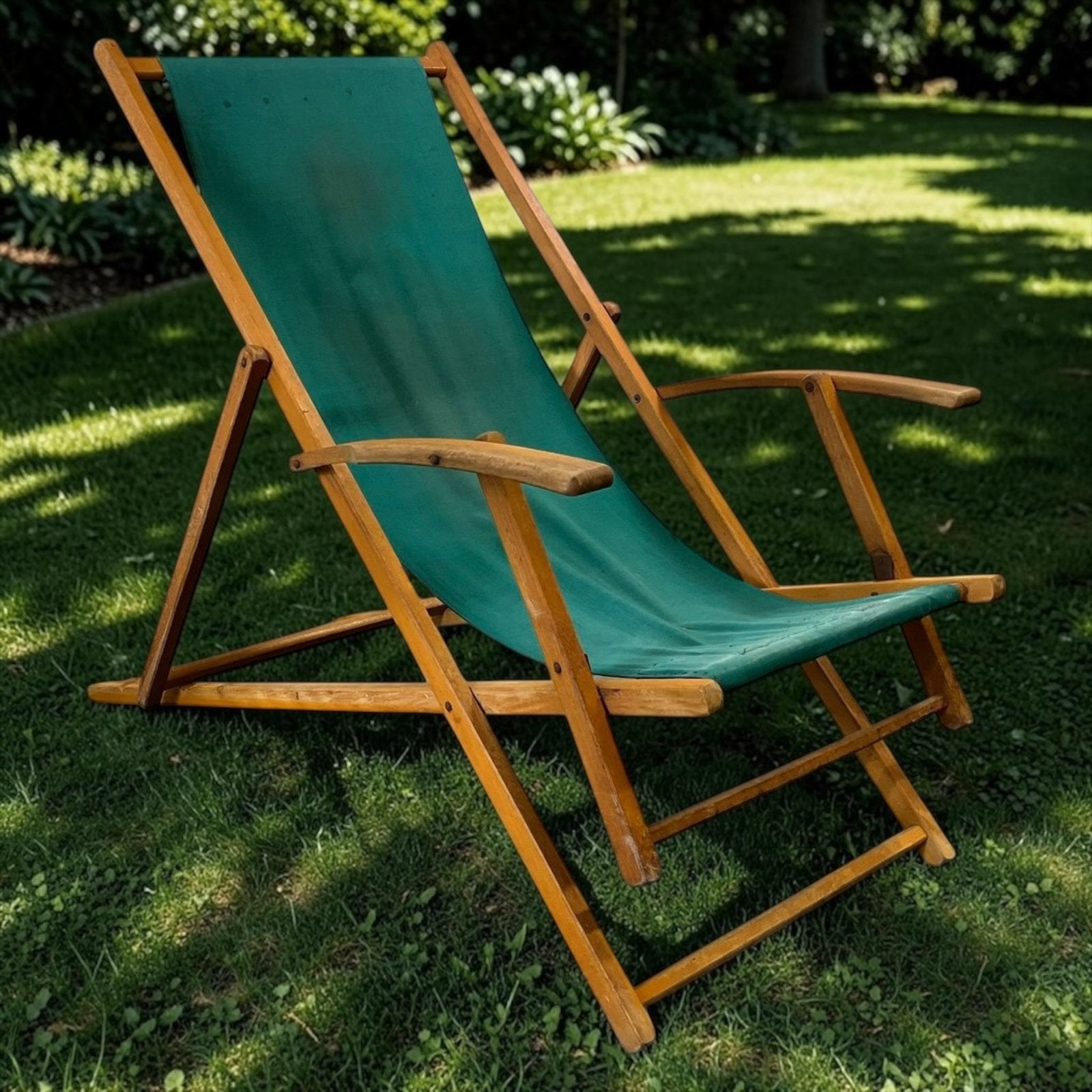 Chaise de plage pliante vintage, Jardin & Terrasse, Envoi, Utilisé