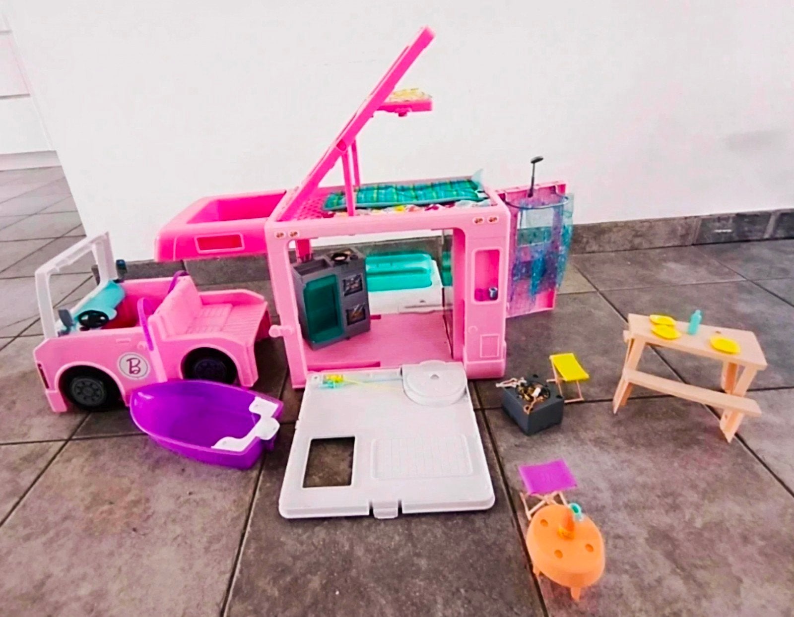 Barbie camper, Ophalen, Gebruikt