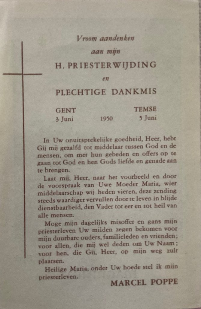 Marcel POPPE Gent - Temse, Ophalen of Verzenden, Bidprentje