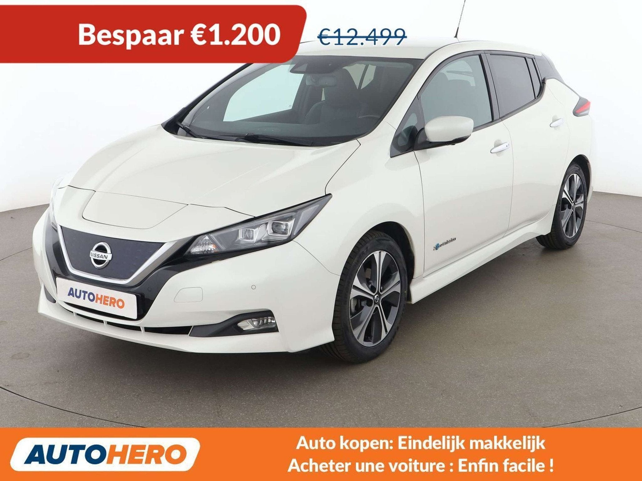 Nissan Leaf electric drive 110 kW Tekna (bj 2019, automaat), Auto's, Gebruikt, Wit, 1545 kg, Elektrisch