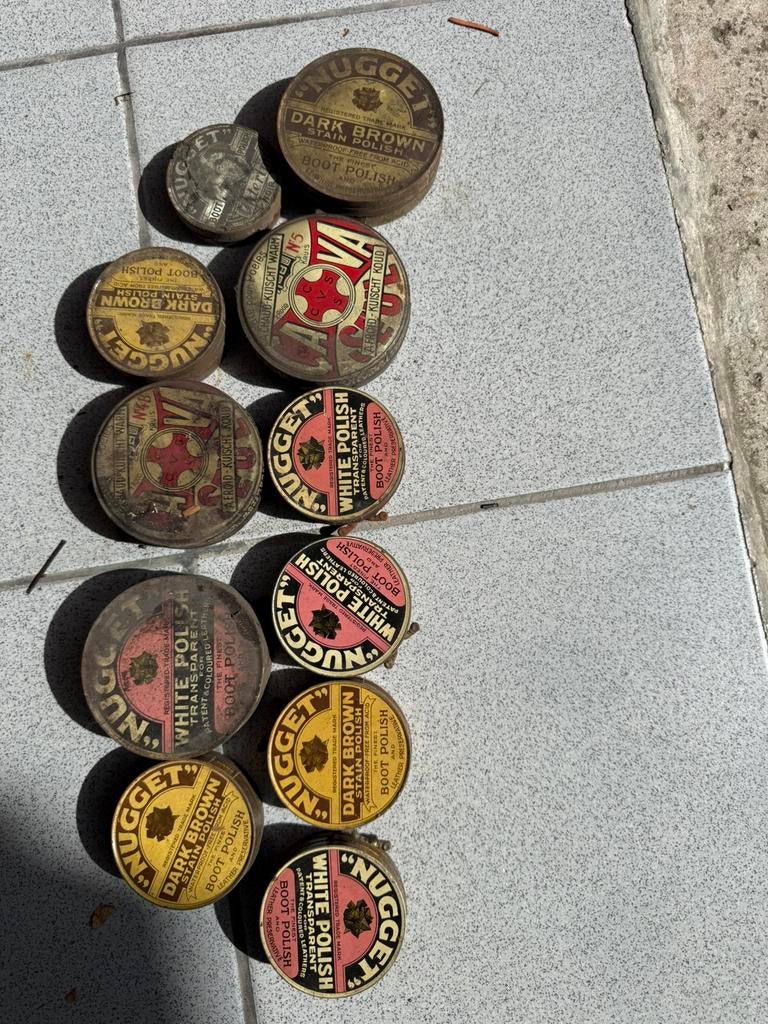 Set vintage schoensmeer blikjes – Nugget & Acova –, Verzamelen, Ophalen