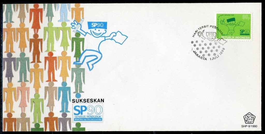 INDONÉSIE : ZB 1432 FDC Recensement national de 1990, Envoi, Affranchi, Asie du Sud