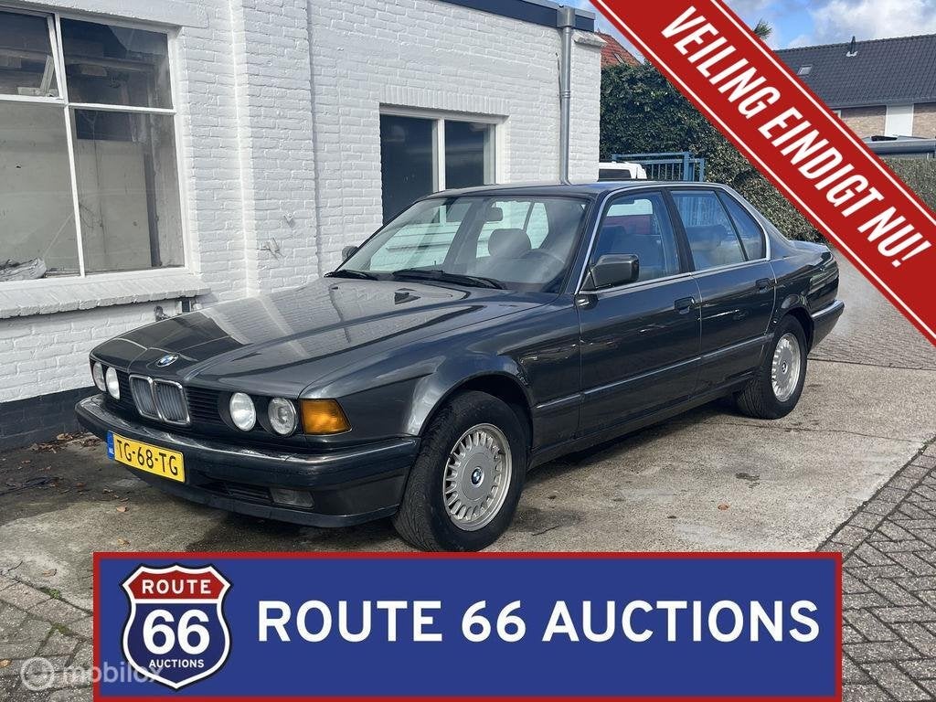 BMW 735i | 1988 | Route 66 Auctions, Auto's, Oldtimers, Bedrijf, Te koop, BMW, Benzine, Overige carrosserie, Handgeschakeld, Zwart