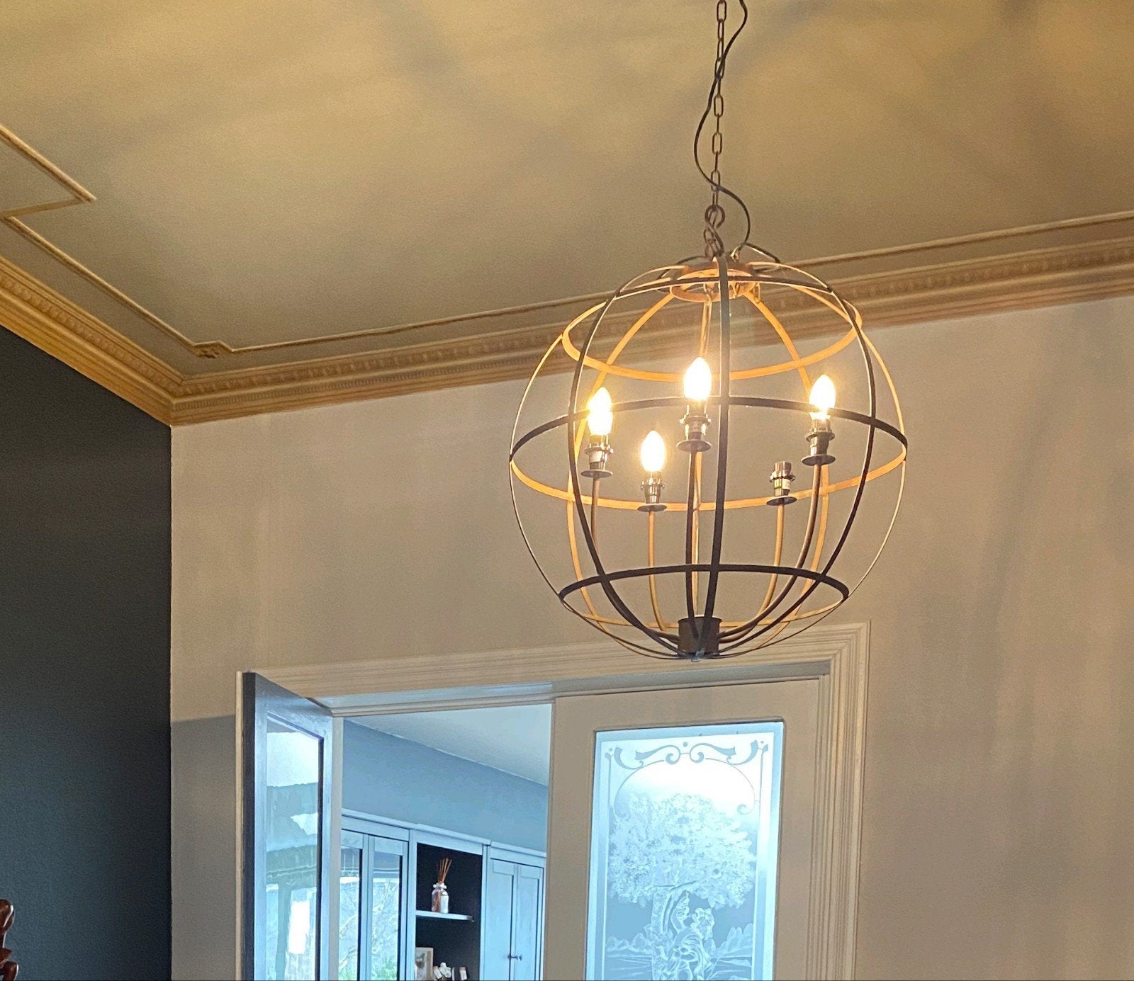 Lampe suspendue Globe avec 5 points lumineux, Enlèvement, Comme neuf
