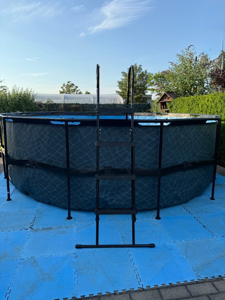 Exit Toys zwart/blauw zwembad 427x122, Tuin en Terras, Zwembaden, Rond, Zo goed als nieuw, Ophalen, 120 cm of meer