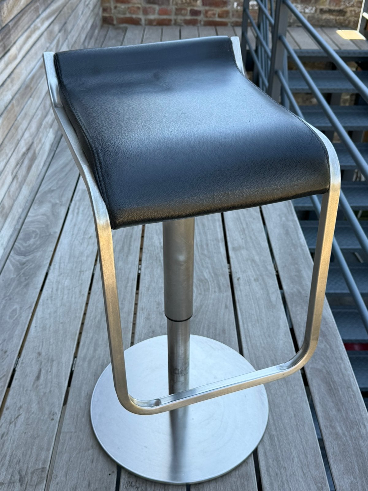 6 chaises hautes en inox assises noires, 90 cm ou plus, Réglable en hauteur, Comme neuf, Enlèvement