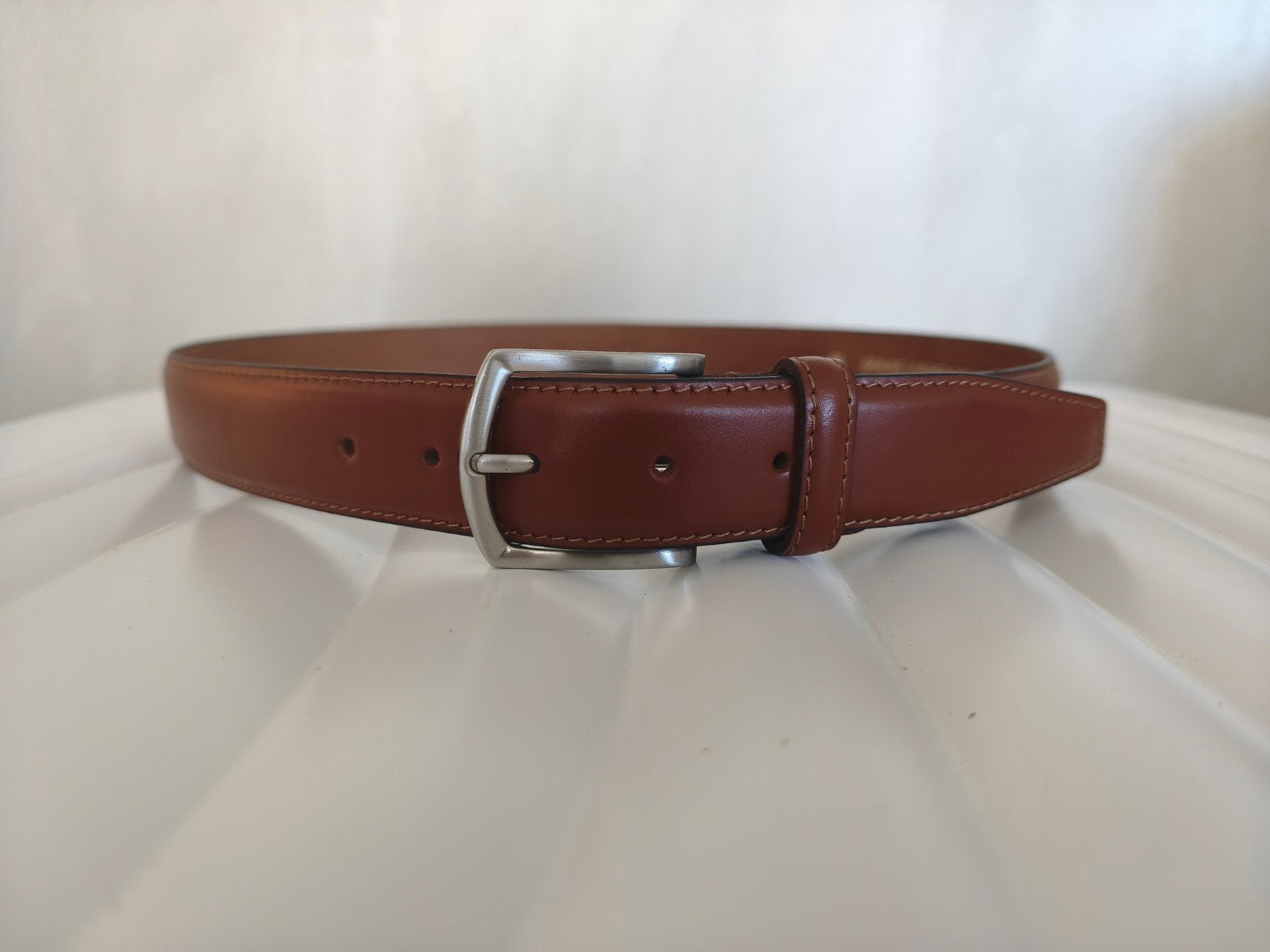 Echt Leren Herenriem Cognac – Klassieke Bruine Riem met Zilv, Kleding | Heren, Ophalen of Verzenden, Nieuw, 95 tot 105 cm, Echt leder