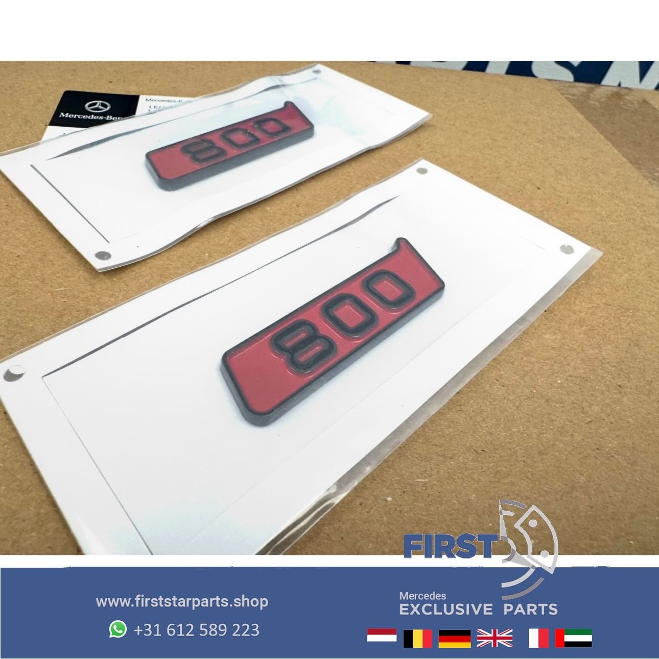 BRABUS 800 ROCKET LOGO SET LETTERS ZWART / ROOD LOGO ZIJSCHE, Auto-onderdelen, Carrosserie, Mercedes-Benz, Achter, Gebruikt, Ophalen of Verzenden