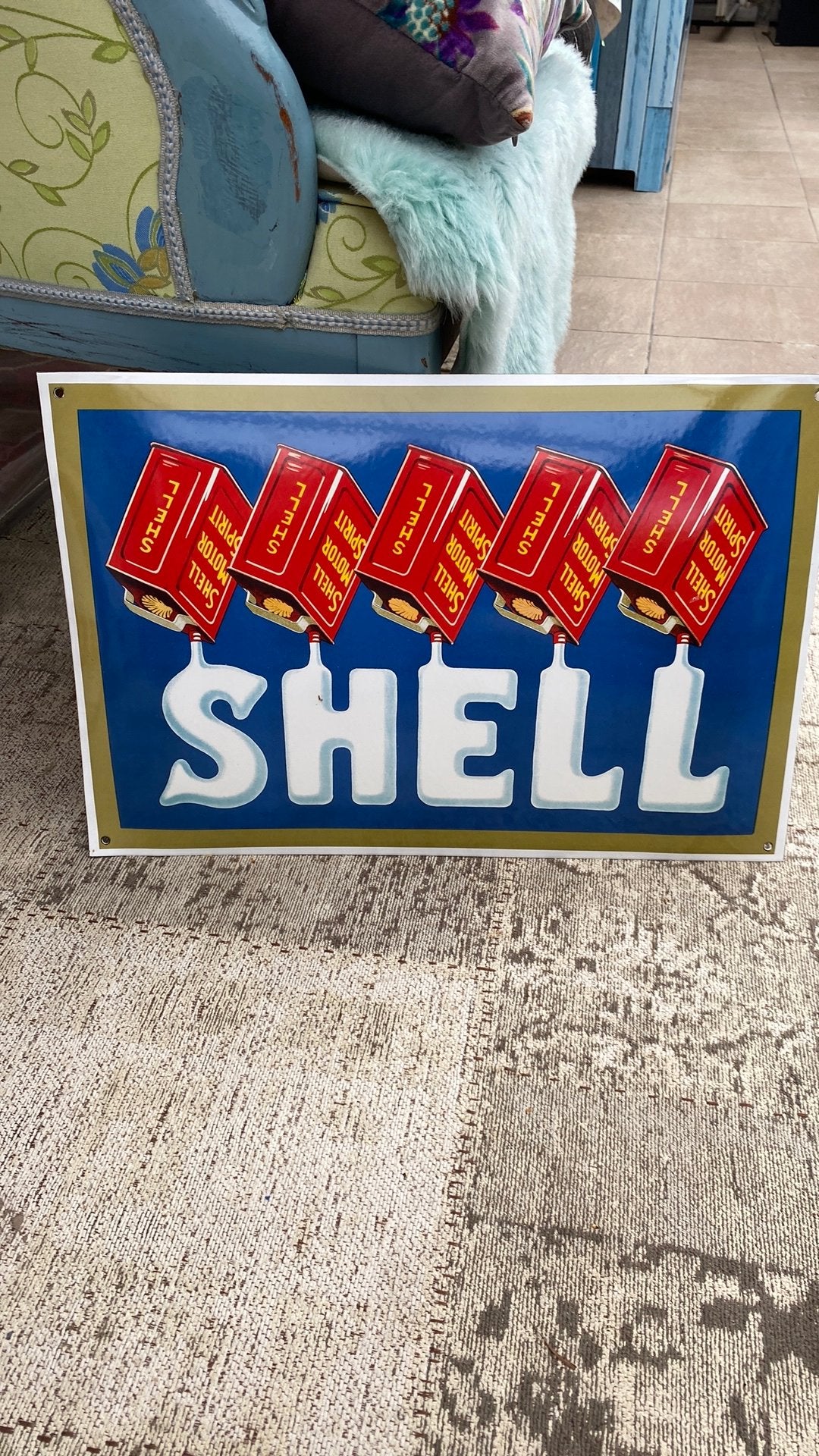 Emaille bord van shell, Verzamelen, Ophalen, Zo goed als nieuw