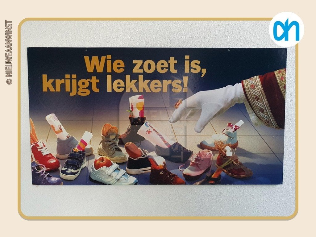 Nostalgisch Albert Heijn reclamebord Sinterklaas Wie zoet is, Verzenden, Zo goed als nieuw