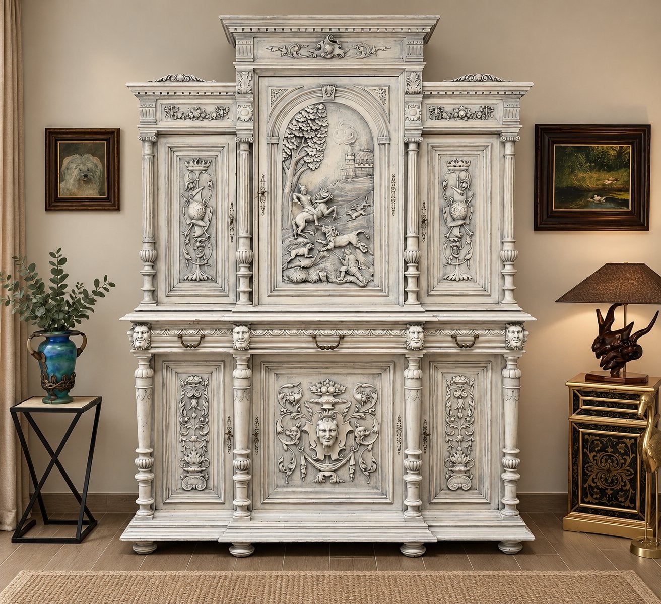 Grote monumentale gesculpteerde kast – 170 x 220 x 60 cm, Ophalen, Gebruikt