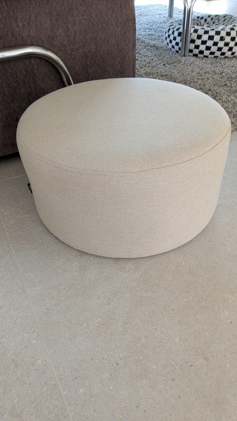 NOO.MA Folk designpoef – beige – Ø 50 cm, Huis en Inrichting, Zetels | Voetbanken en poefs, Ophalen
