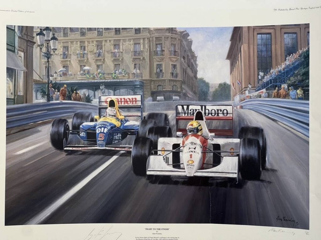 Alan Fearnley lithografie Ayrton Senna Monaco 1992, Verzamelen, Ophalen of Verzenden