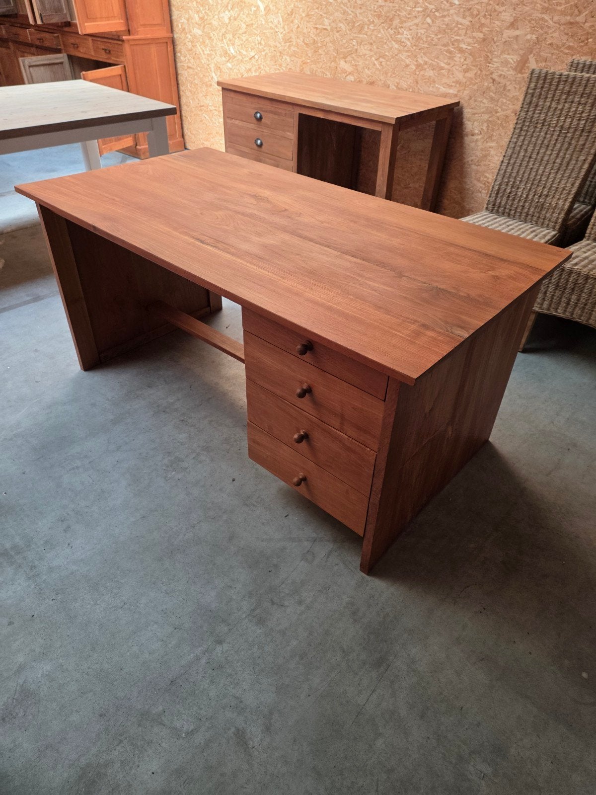mooie massief teakhouten bureau 160x86,6cm, Ophalen, Hout
