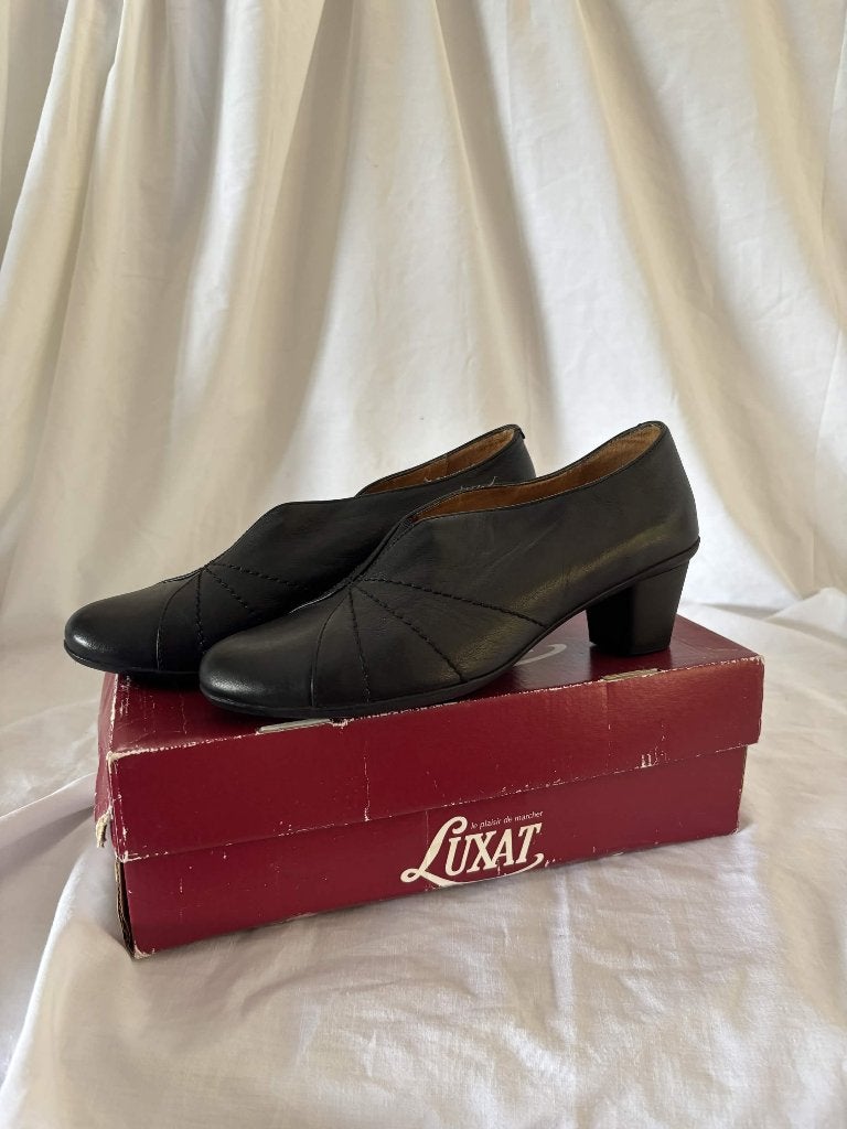 Chaussures Femme noires talons 3cm, cuir, Chaussures à haut talons, Enlèvement, Porté, Luxat