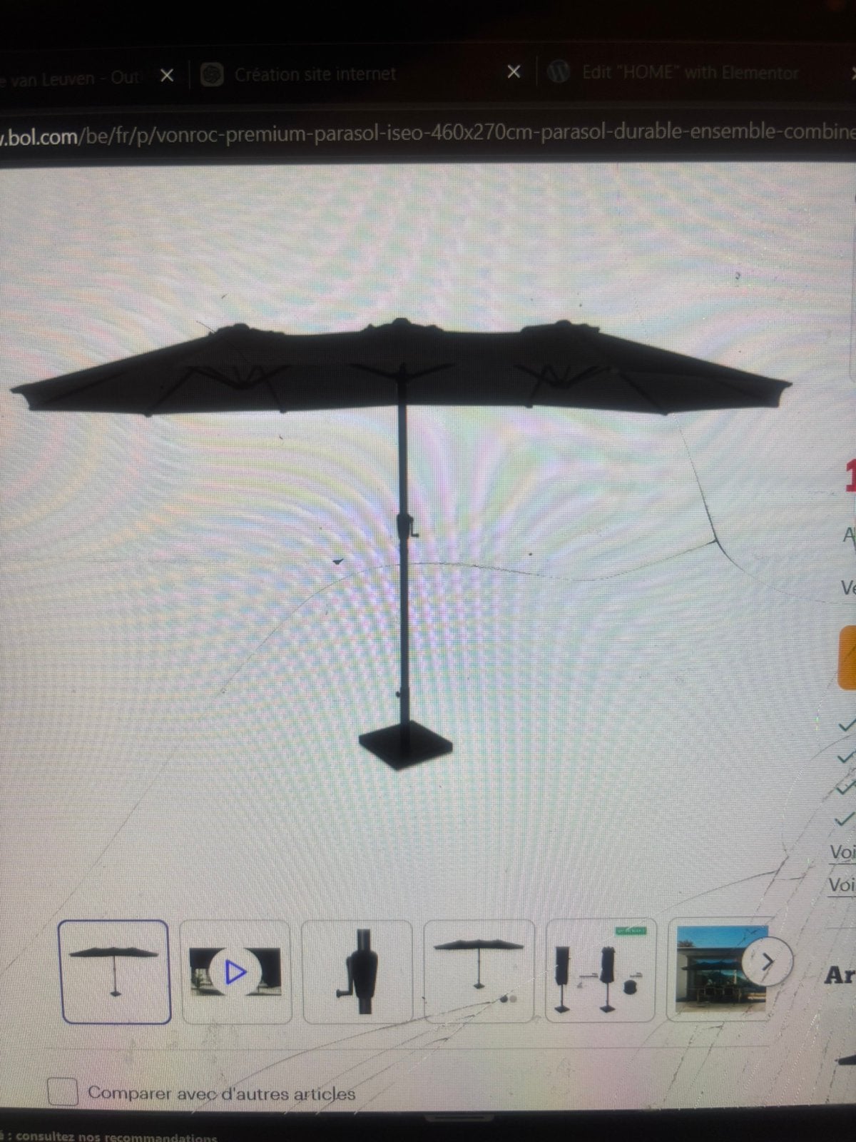 Neuf. Parasol noir, Ophalen, Zo goed als nieuw, Stokparasol