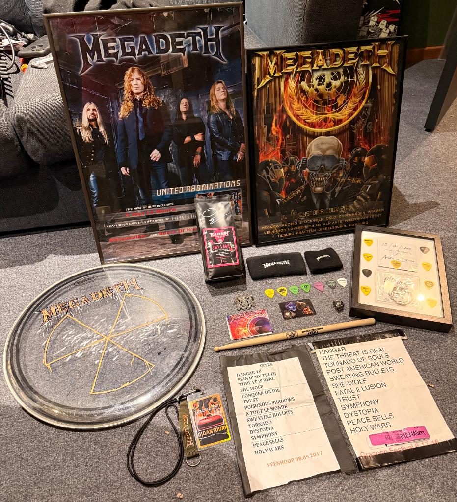 Grote Megadeth collectie TE KOOP!, Ophalen, Zo goed als nieuw, Poster, Artwork of Schilderij, Gesigneerd