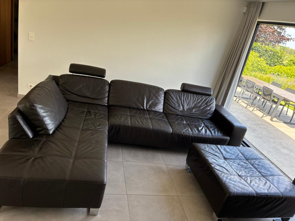 Canapé d'angle en cuir, Maison & Meubles, Canapés | Coins salons complets, Enlèvement, Utilisé, Cuir