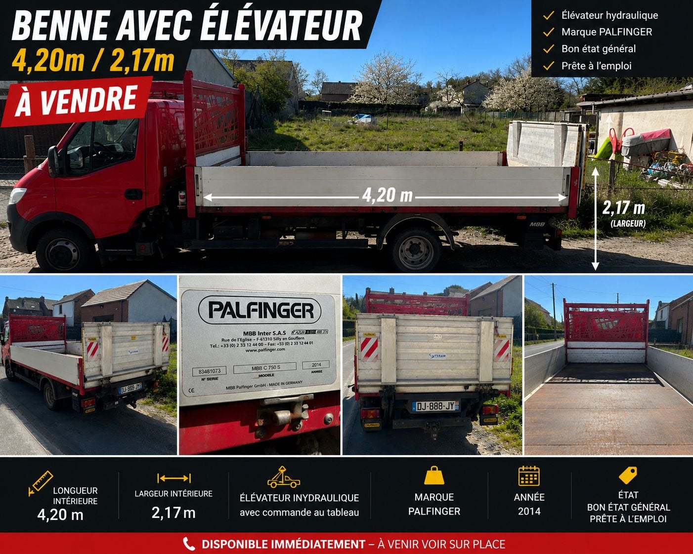 Plateau avec hayon hydraulique Palfinger, Enlèvement