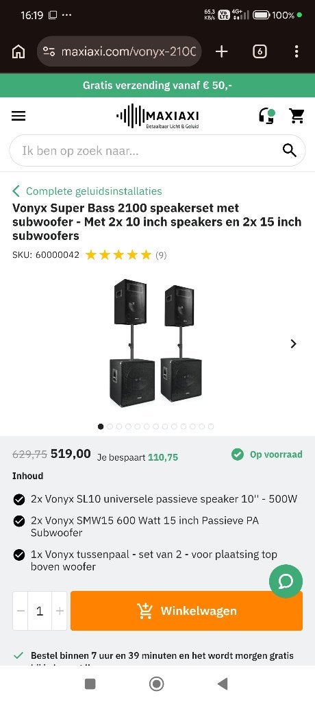 Vonyx 1000 Watt !! in+outd. Quadra Speakers (+Bluetooth)), Audio, Tv en Foto, Overige typen, Inclusief kabels, Zo goed als nieuw