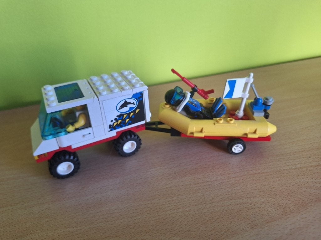 lego town auto met bootje en duiker 6556, City, Enlèvement ou Envoi, Lego, Ensemble complet