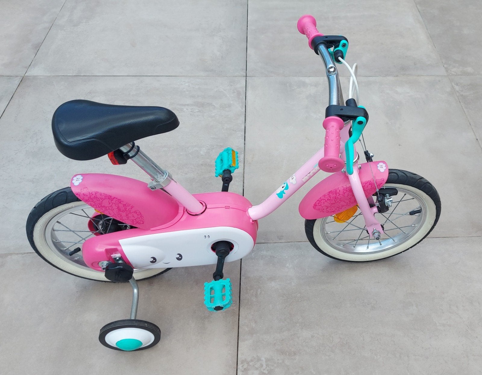 kinderfiets 14inch met zijwieltjes, Fietsen en Brommers, Ophalen, Zijwieltjes, Velgrem, Btwin Decathlon