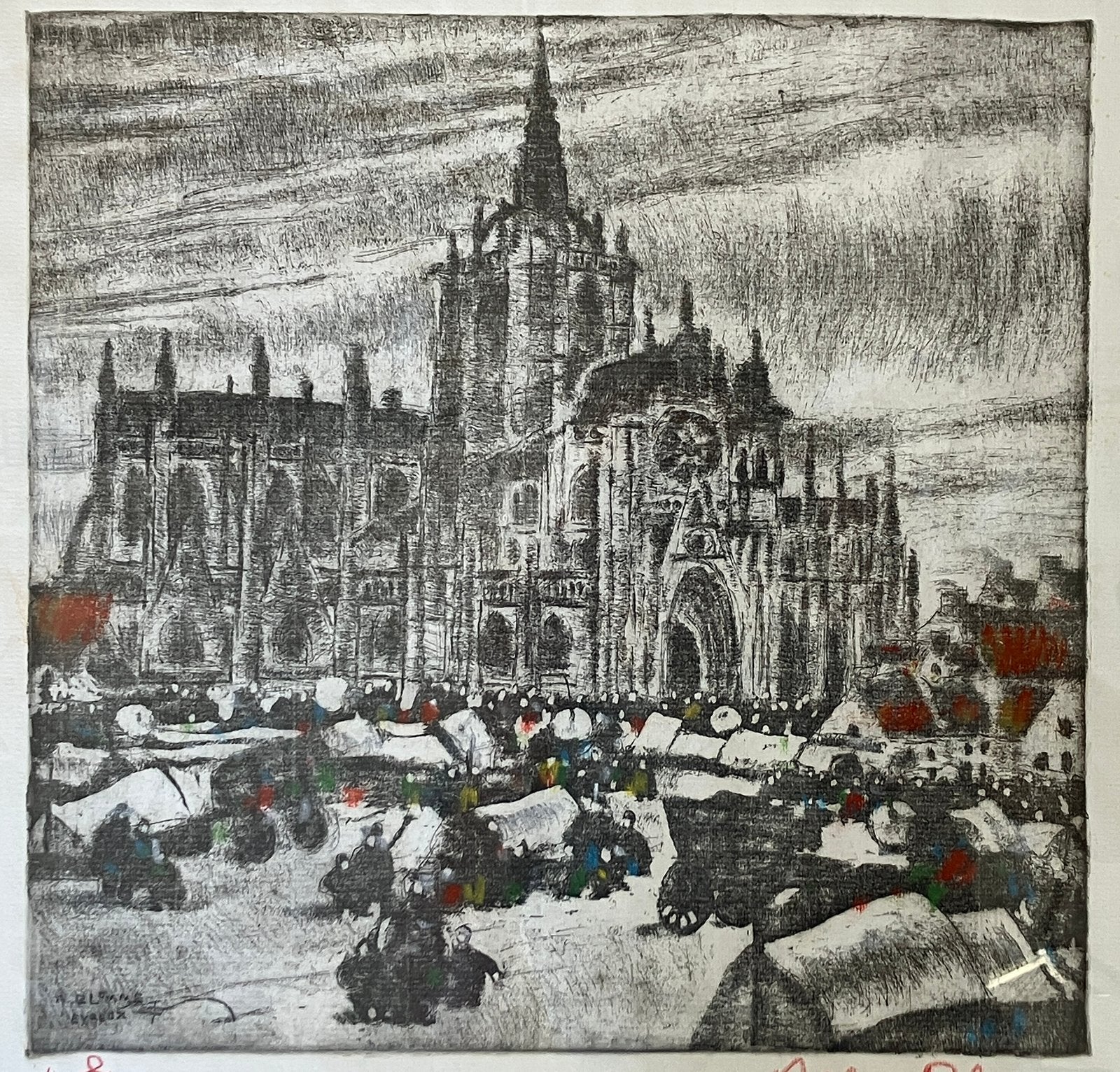 Ets Alfons Blomme (1889-1979) Evreux, Antiquités & Art, Enlèvement, Eau-forte