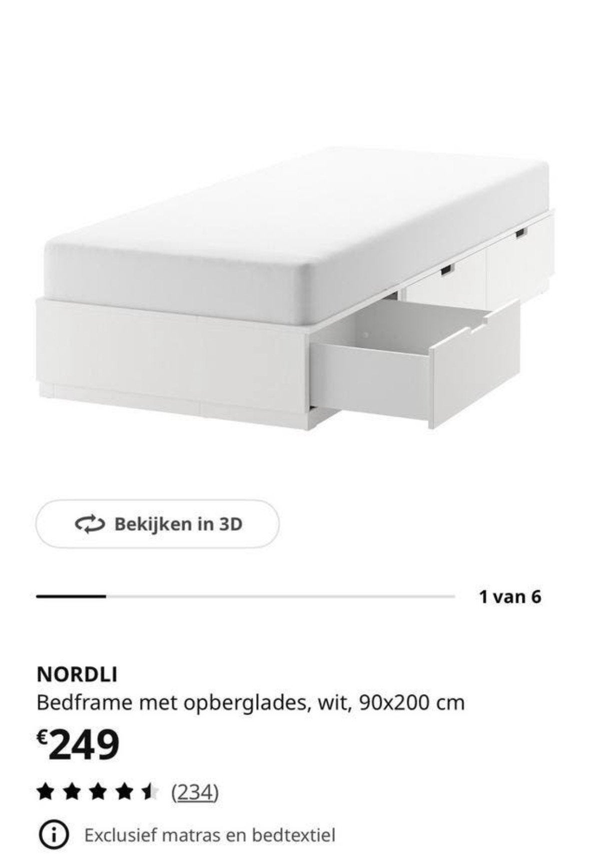 Nieuw Ikea Nordli bed 90 x 200, Ophalen, Zo goed als nieuw