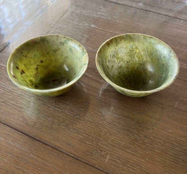 Aziatische Spinach Jade kommen Mosgroene hardsteen (2x), Ophalen of Verzenden