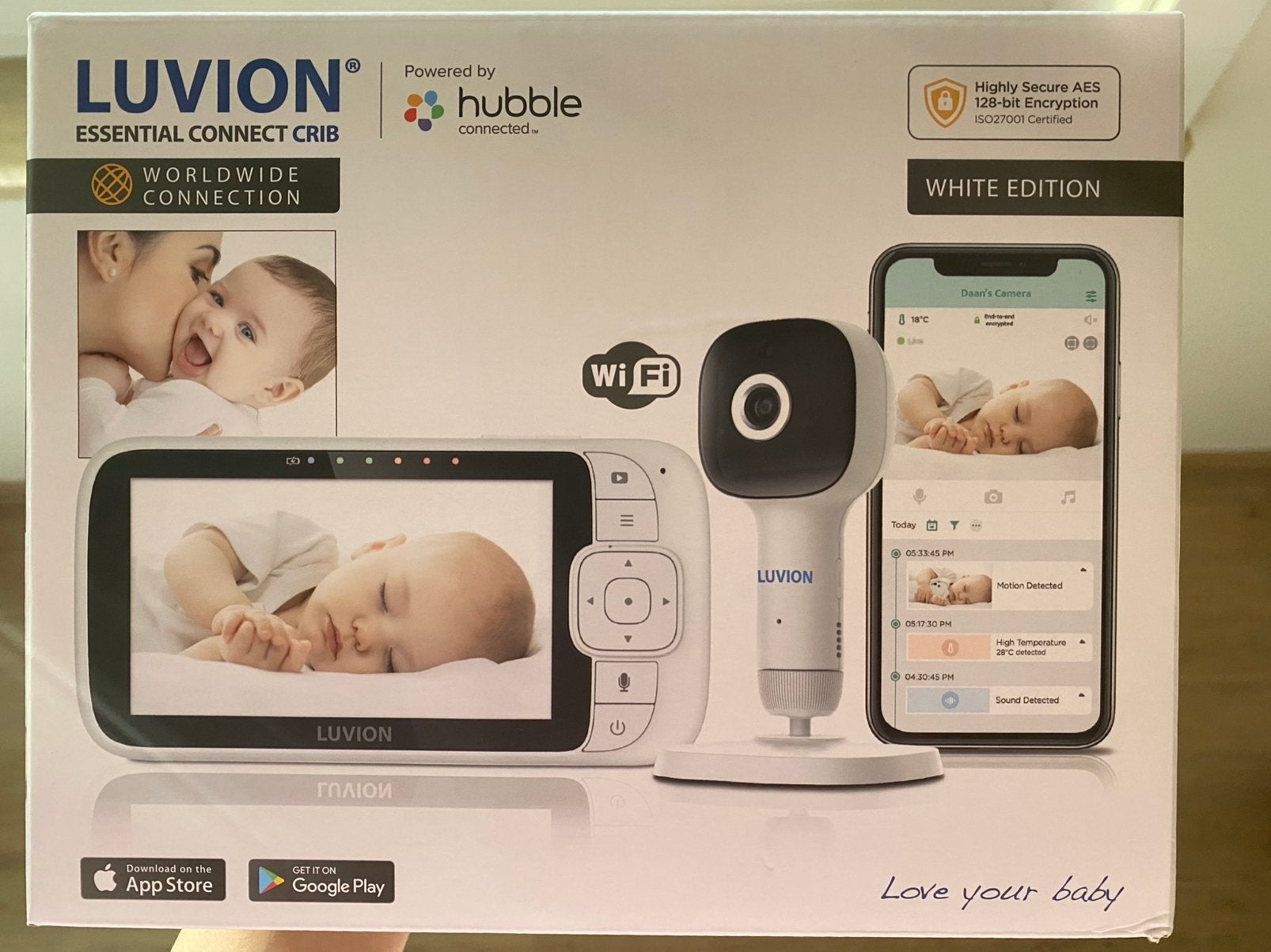 NIEUW - Luvion Babyfoon Essential Connect Crib Wit, Kinderen en Baby's, Ophalen, Nieuw, 250 meter of meer, Camera