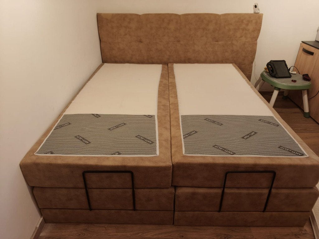 Electrische Boxspring, Huis en Inrichting, Slaapkamer | Boxsprings, Zo goed als nieuw, 180 cm, 200 cm, Tweepersoons, Bruin, Ophalen