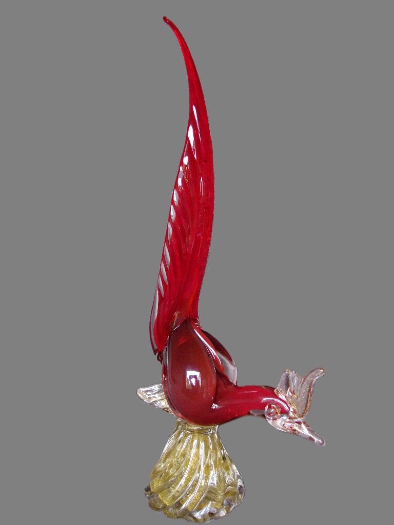 Murano vogel met goudflakes 45cm., Antiek en Kunst, Antiek | Glaswerk en Kristal, Ophalen