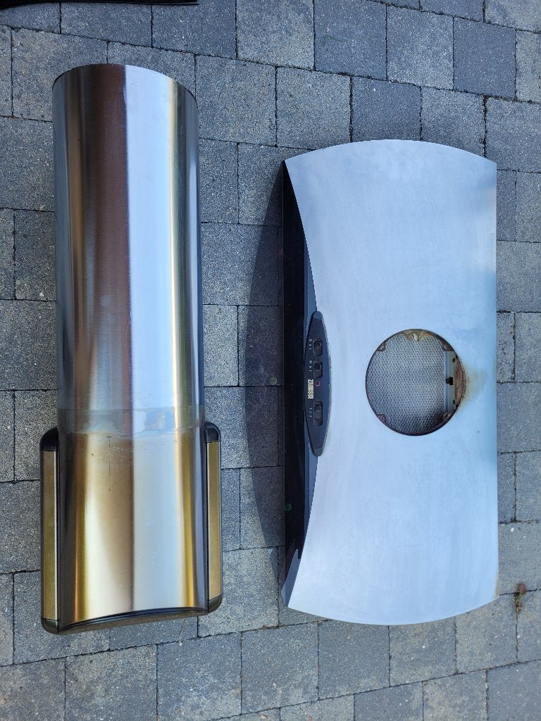Dampkap Zanussi 90cm breed ZHC917X, werkt, Elektronische apparatuur, Afzuigkappen, Gebruikt, Vrijstaand, Vlakschermkap, 400 tot 600 m³ per uur