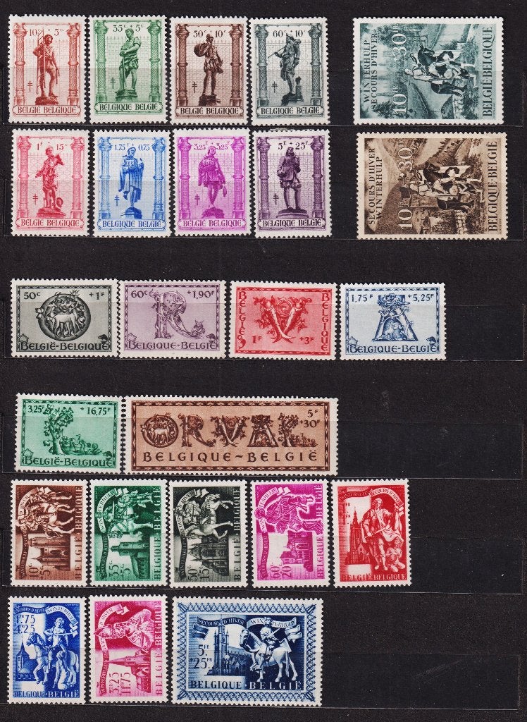 Belgique 1943 4 séries complètes, Timbres & Monnaies, Enlèvement ou Envoi, Non oblitéré, Trace d'autocollant