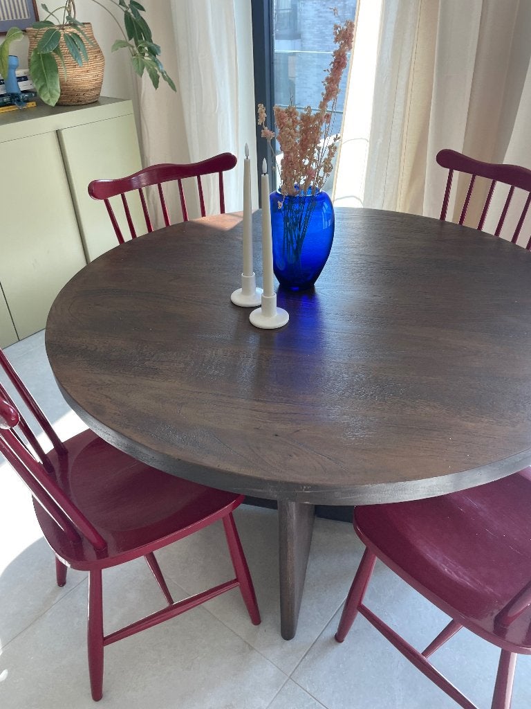 Ronde tafel, Huis en Inrichting, Tafels | Eettafels, Ophalen, Gebruikt, Rond, Vier personen