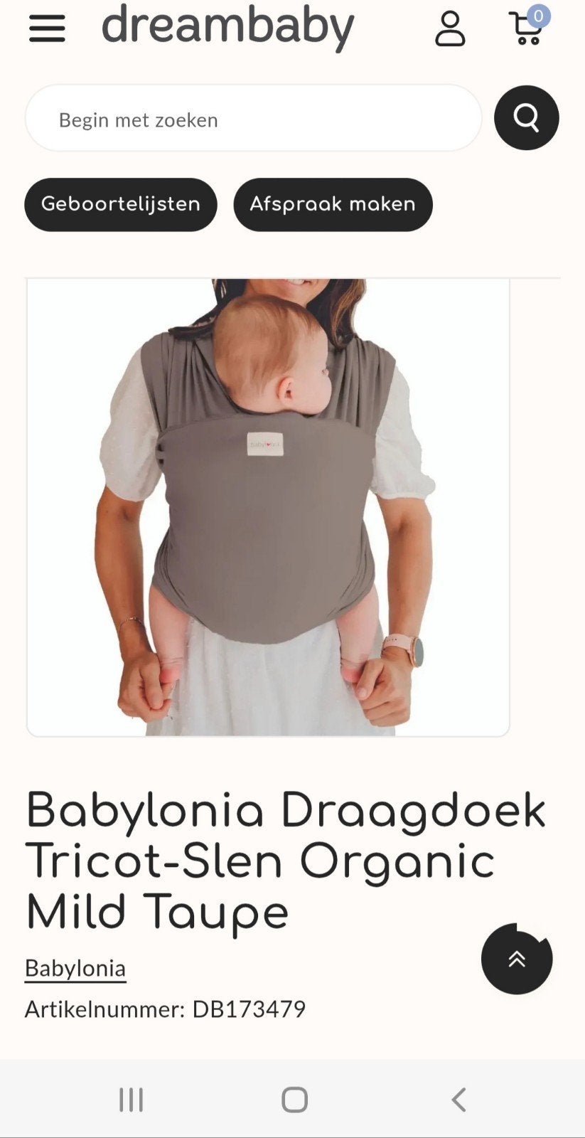 Draagdoek taupe babylonia Nieuwstaat, Ophalen, Draagdoek