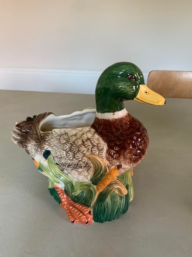 Vintage barbotine jardinière (bloempot) eend - EDW, Ophalen of Verzenden