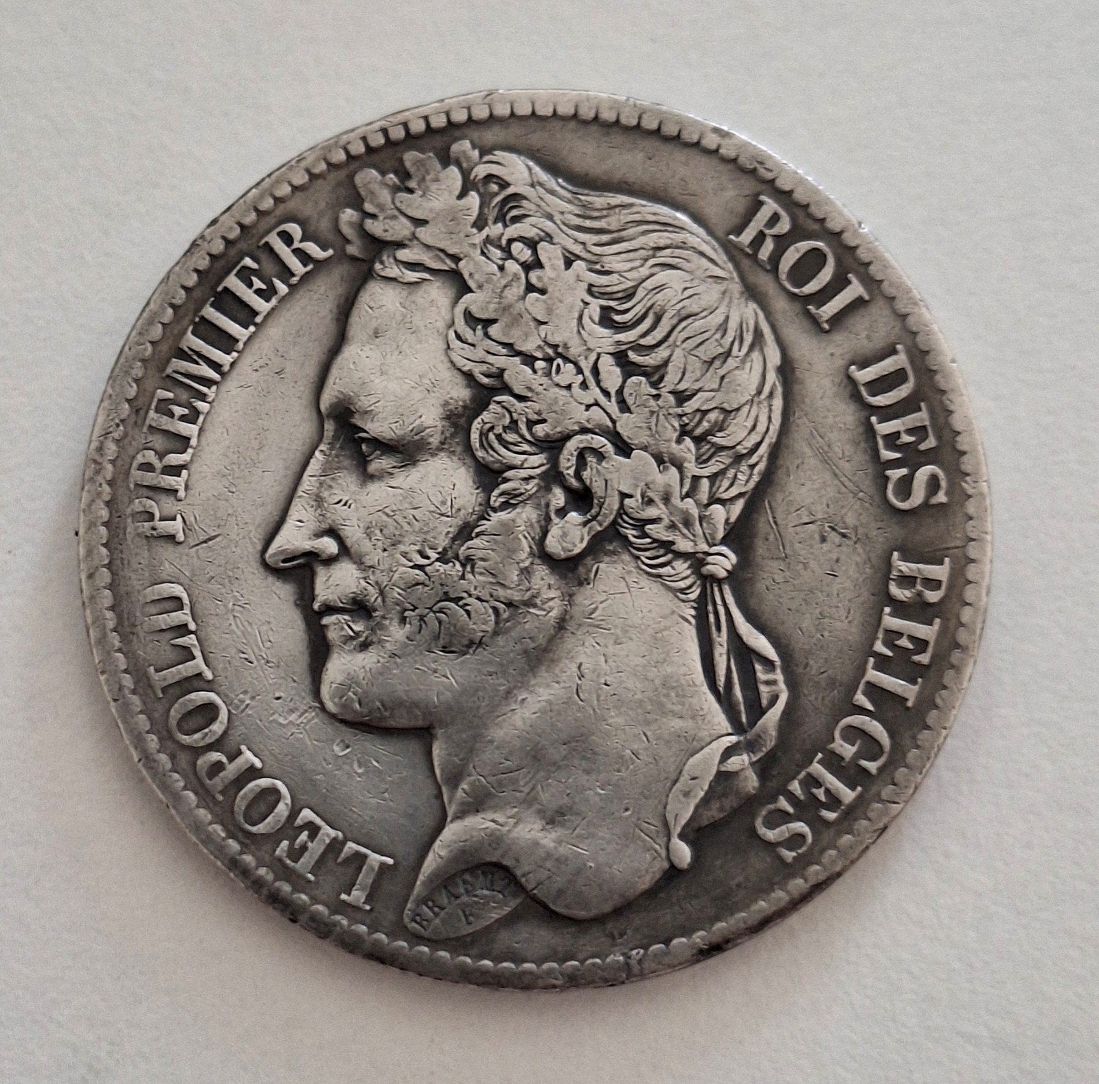 5 francs Leopold 1 st 1833 positie B zilverkwaliteit, Ophalen of Verzenden, Zilver, Zilver