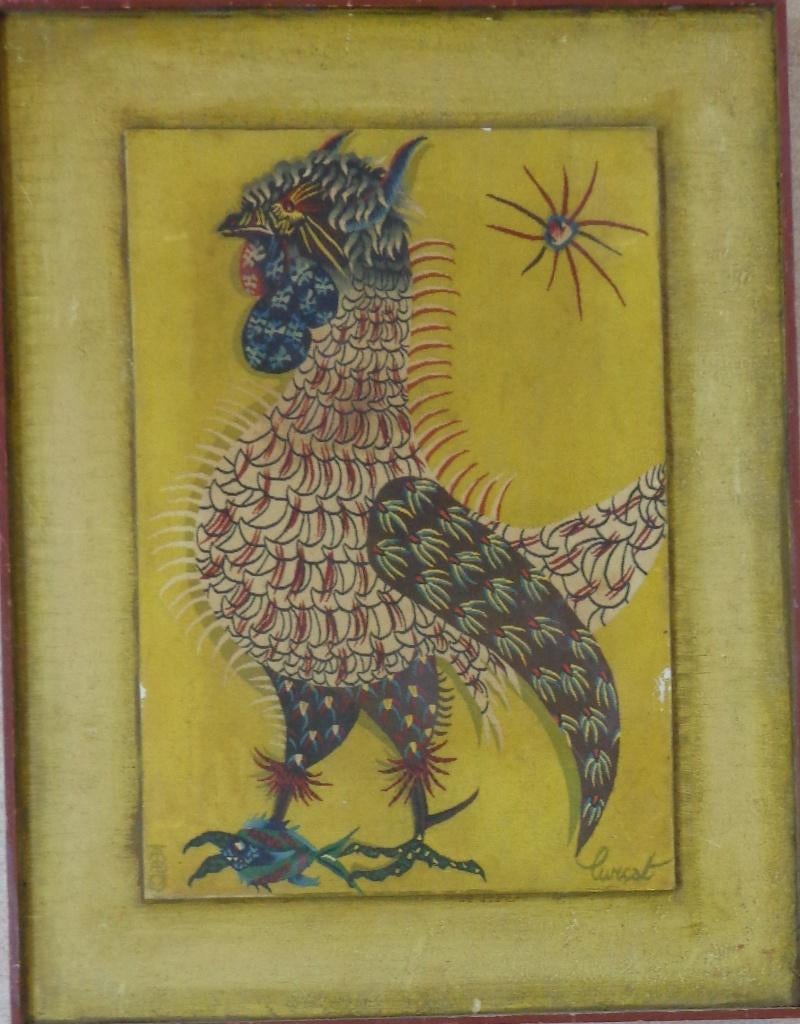 JEAN LURCAT / LE COQ-PECHEUR / DRUK PAPIER / 75x59cm / KADER, Enlèvement