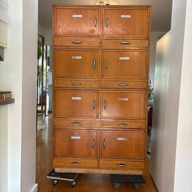 vintage schoolkast 8 vakken + 8 laden, Huis en Inrichting, Ophalen, Gebruikt, 100 tot 150 cm, 5 laden of meer